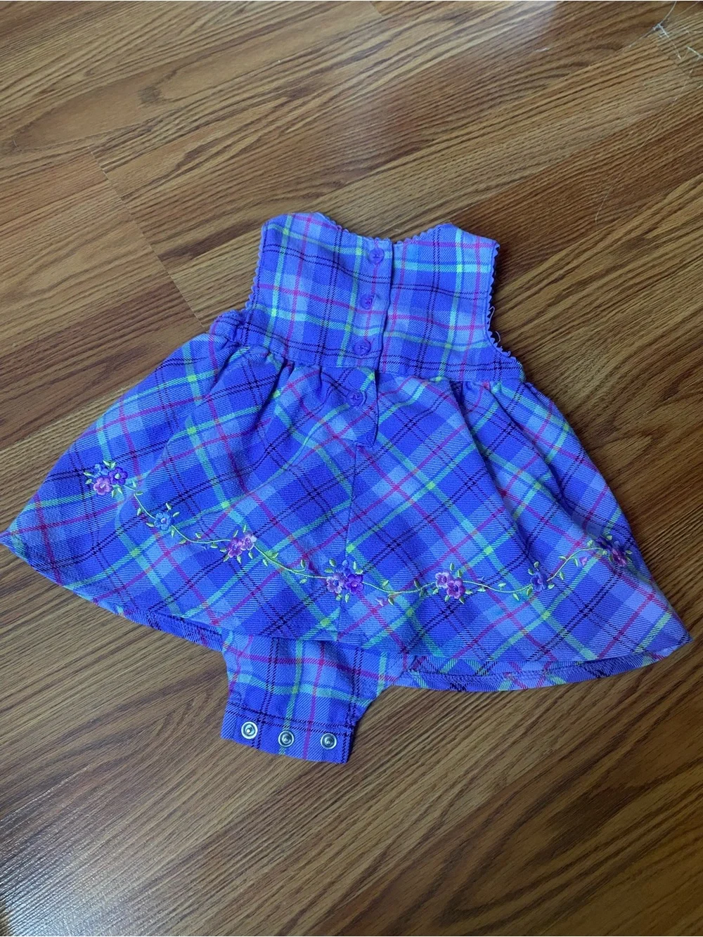 Y2K Purple Plaid Embroidered Baby Dress & Matching Hat
